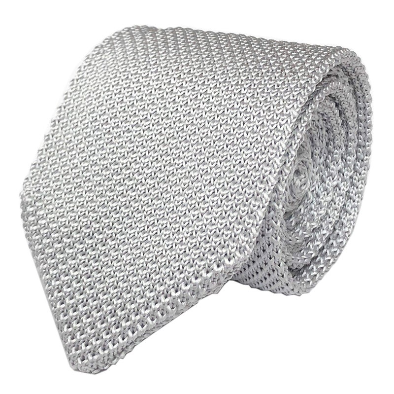 Secdtie Men Vintage Casual Formal Grey Skinny Knit Tie Knitting Narrow Necktie 012 - Image 1